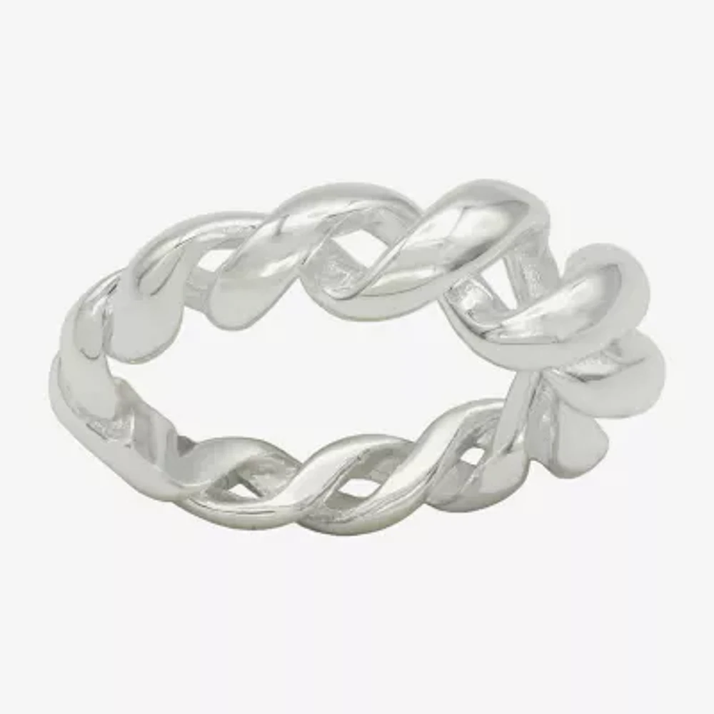 Sparkle Allure Open Womens 4MM Pure Silver Over Brass Band