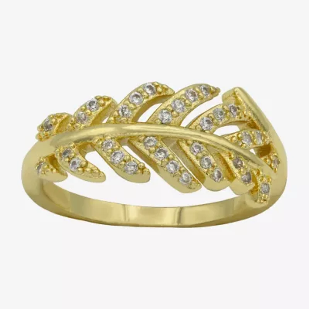 Sparkle Allure Open Womens 2MM Cubic Zirconia 14K Gold Over Brass Band