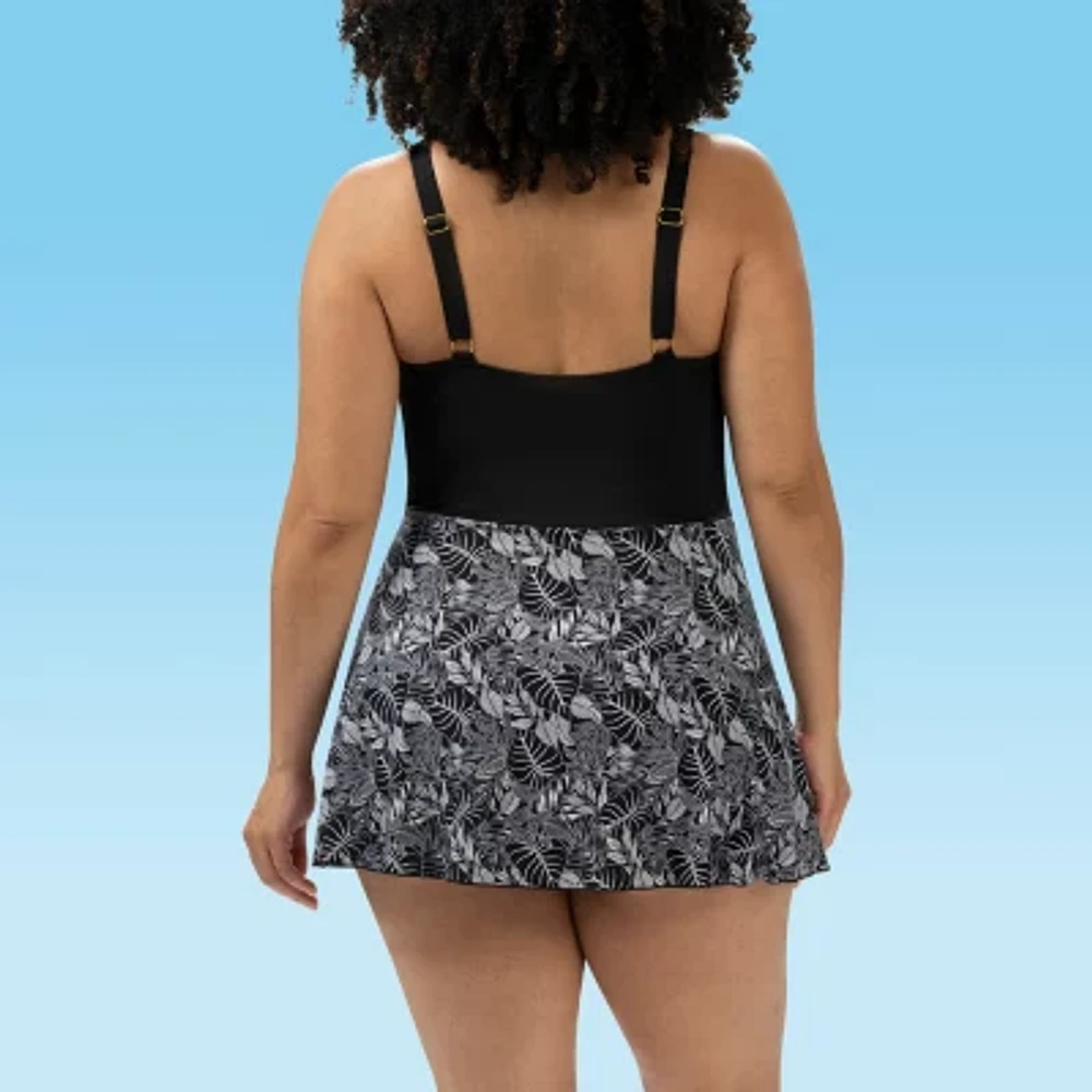 Dolfin Womens Easy-on + Easy-off Leaf One Piece Swimsuit