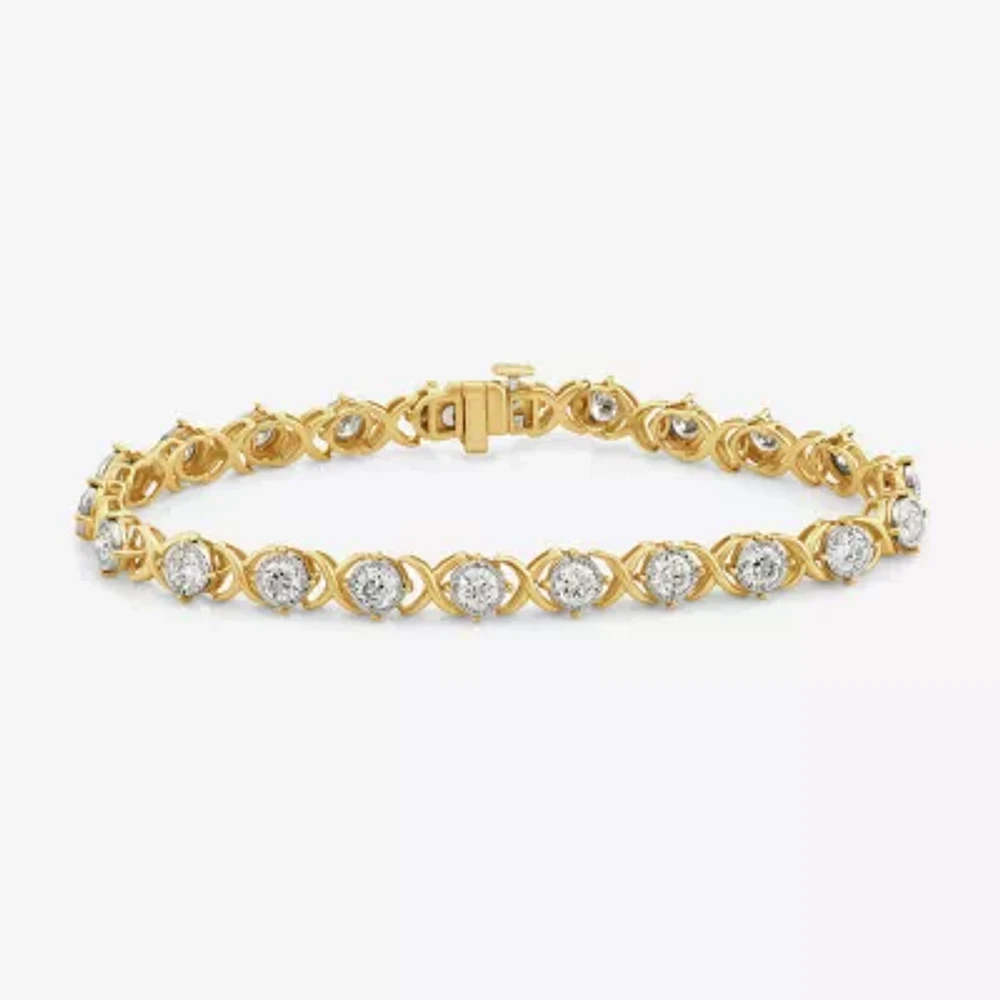(F,Si2) Womens 4 CT. T.W. Lab Grown White Diamond 10K Gold 7.25 Inch Tennis Bracelet