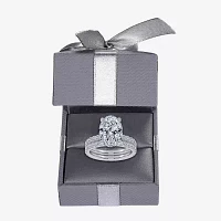 Signature By Modern Bride (G / Vs2-Si1) Womens 4 CT. T.W. Lab Grown White Diamond 14K Gold Oval Side Stone Bridal Set
