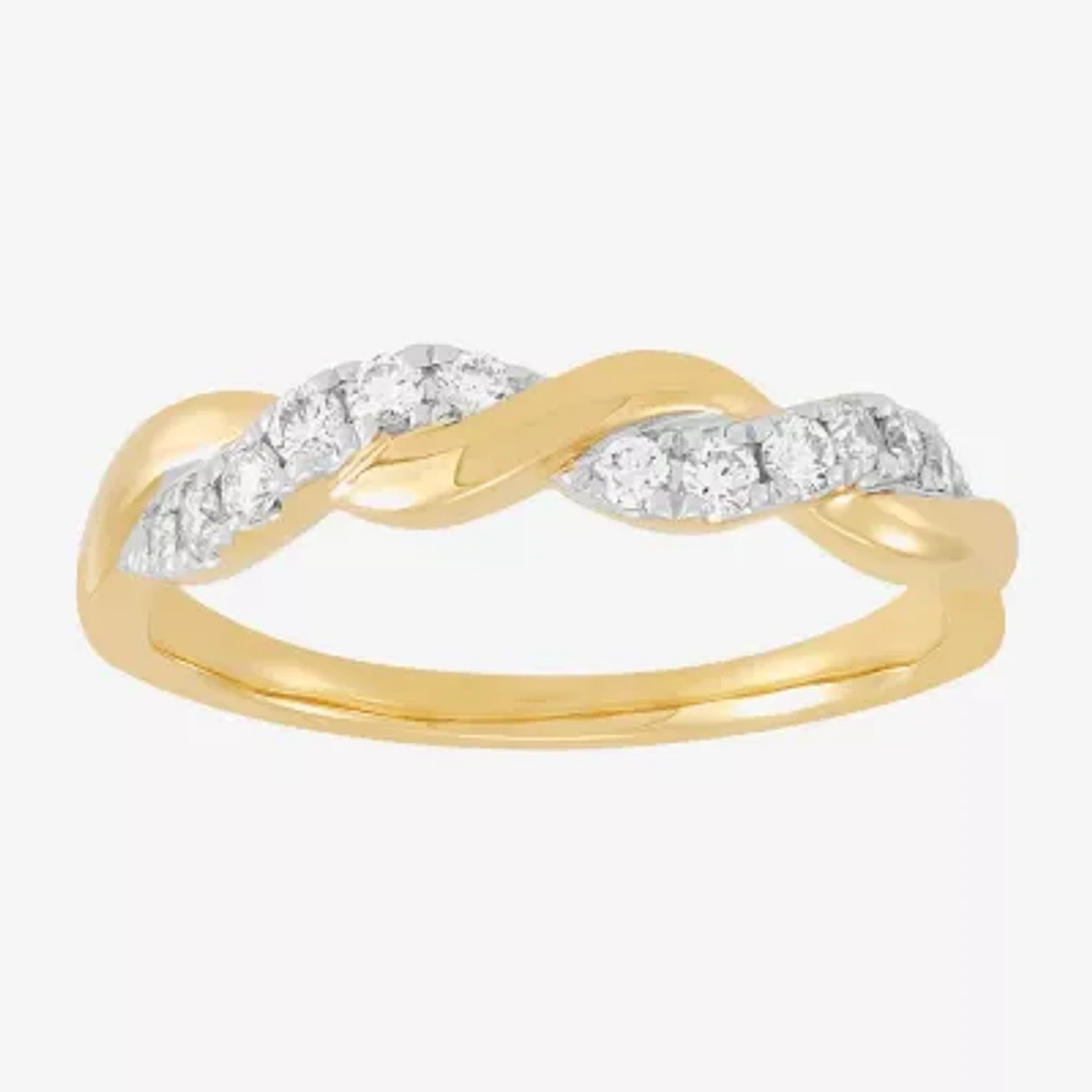 H-I / I1) Womens 4MM /4 CT. T.W. Lab Grown White Diamond 10K Gold Wedding Band