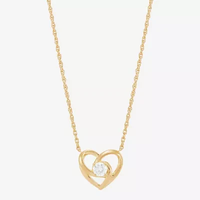 (H-I Womens 1/4 CT. T.W. Lab Grown White Diamond 14K Gold Over Silver Sterling Silver Heart 18 Inch Pendant Necklace