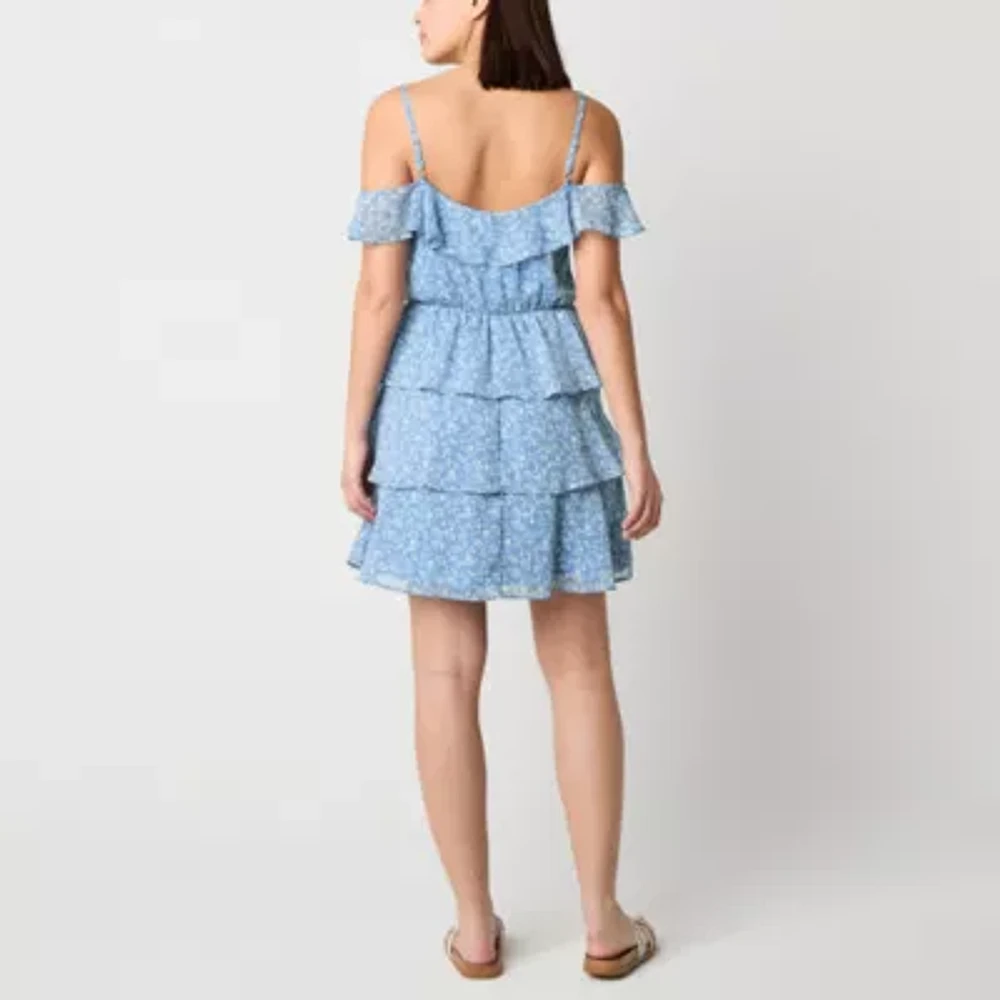 by&by Womens Floral Juniors Fit + Flare Dress