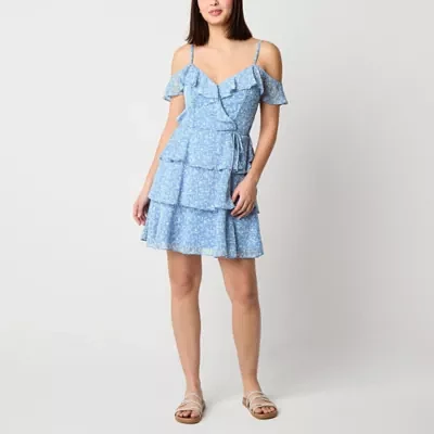 by&by Womens Floral Juniors Fit + Flare Dress