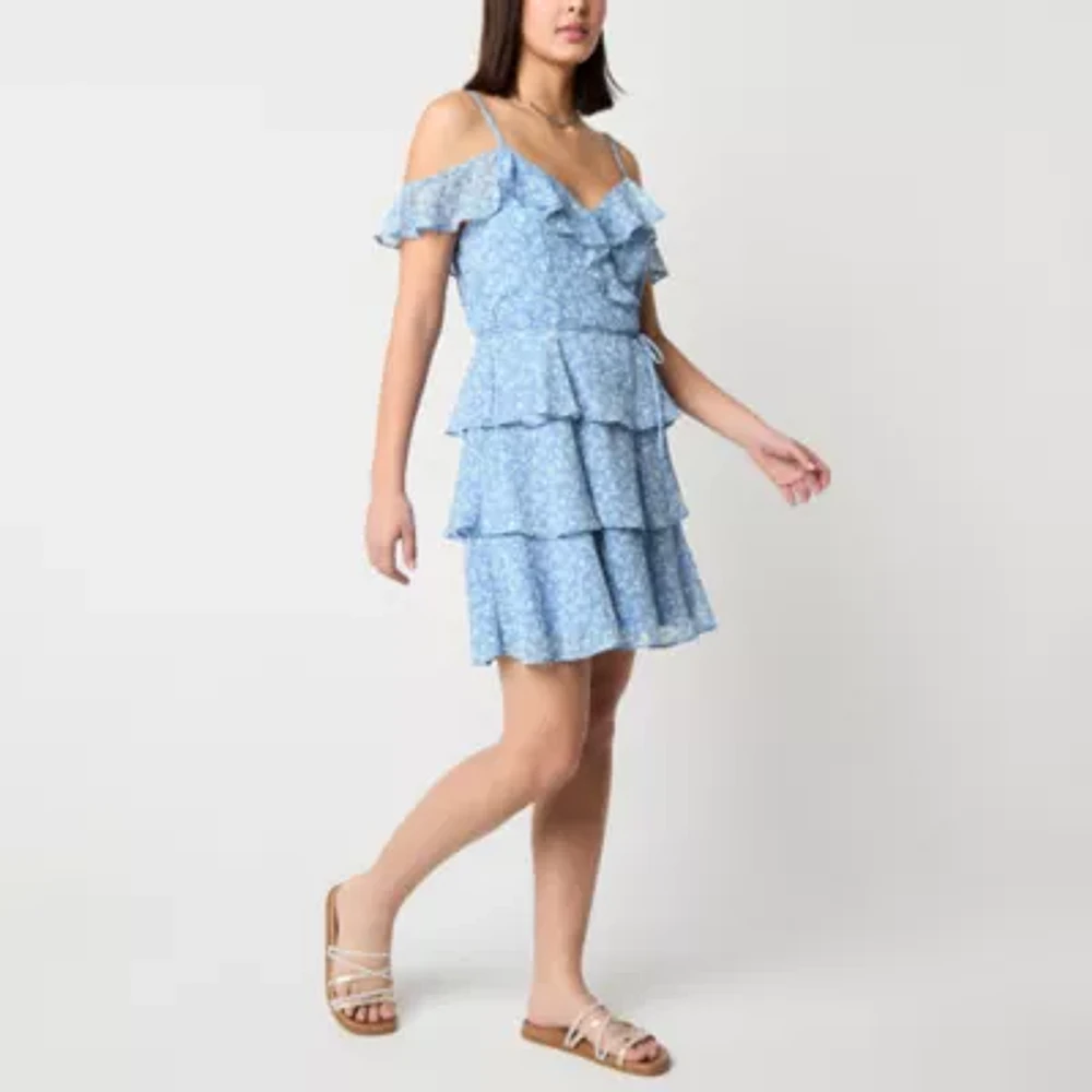 by&by Womens Floral Juniors Fit + Flare Dress