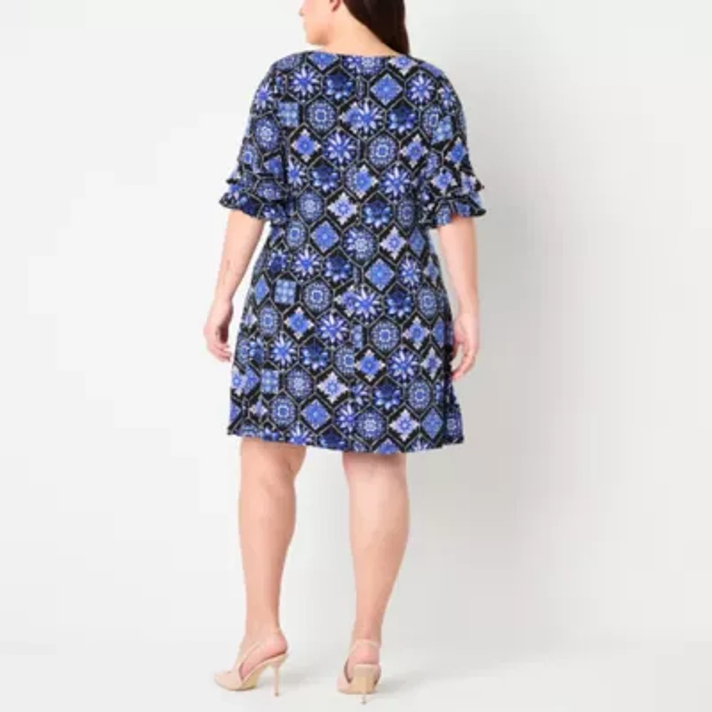 Jcpenney Msk Formal Dresses MSK 3/4 Sleeve Beaded Midi Fit Flare