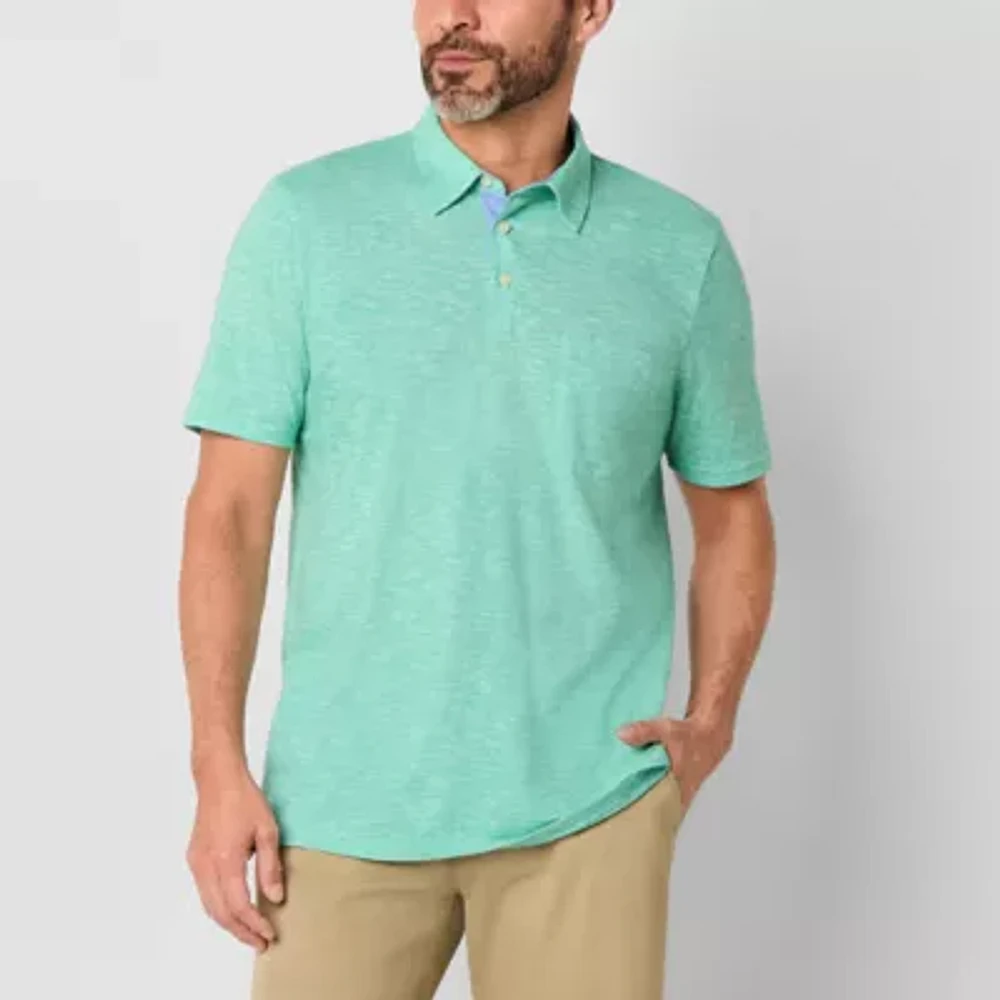 St. John's Bay Sueded Jersey Mens Slim Fit Short Sleeve Polo Shirt