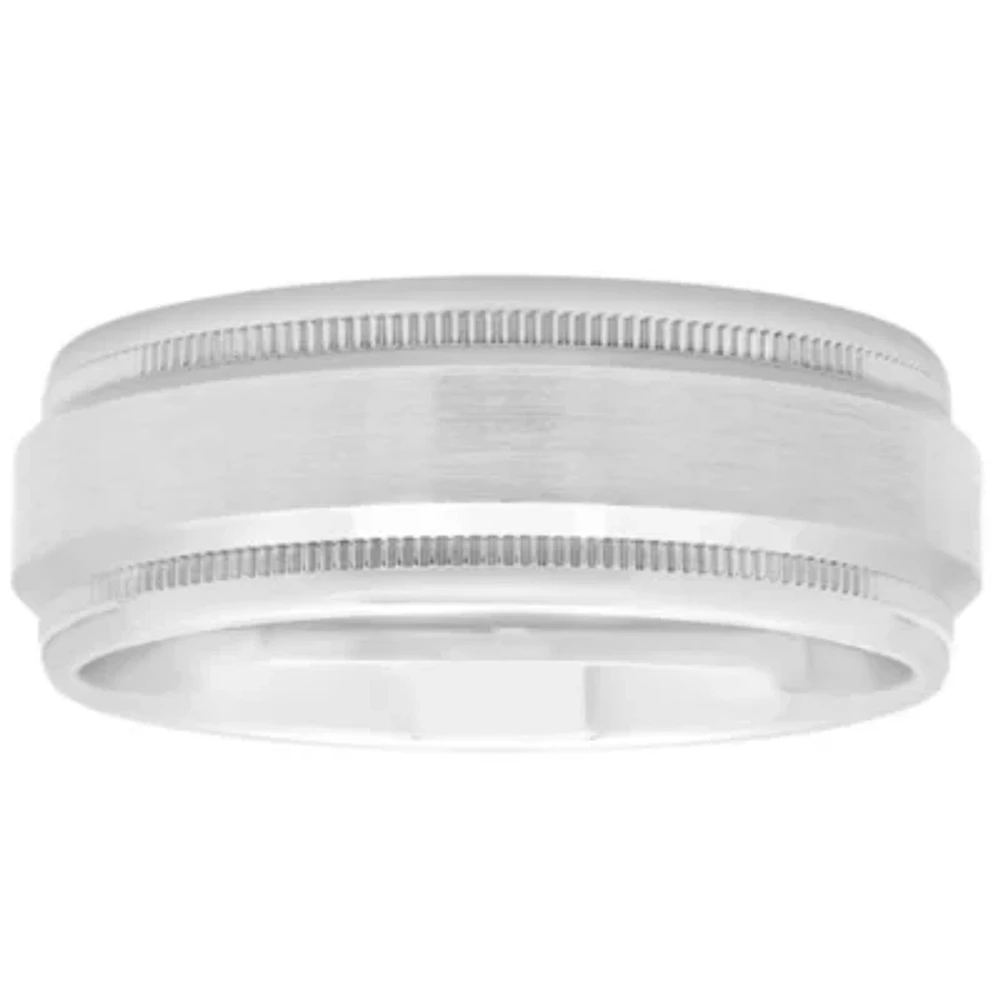 Mens 8MM Sterling Silver Wedding Band