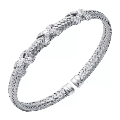Paris 1901 By Charles Garnier Womens Cubic Zirconia Sterling Silver Cuff Bracelet