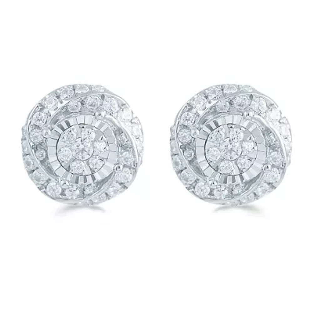 1/ CT. T.W. Natural White Diamond Sterling Silver 9.7mm Stud Earrings