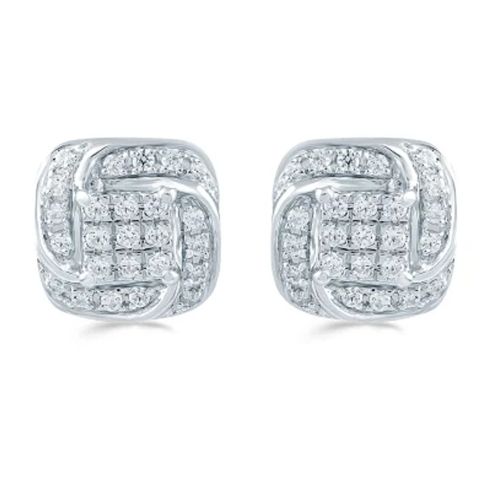 1/4 CT. T.W. Natural White Diamond Sterling Silver 8.6mm Stud Earrings