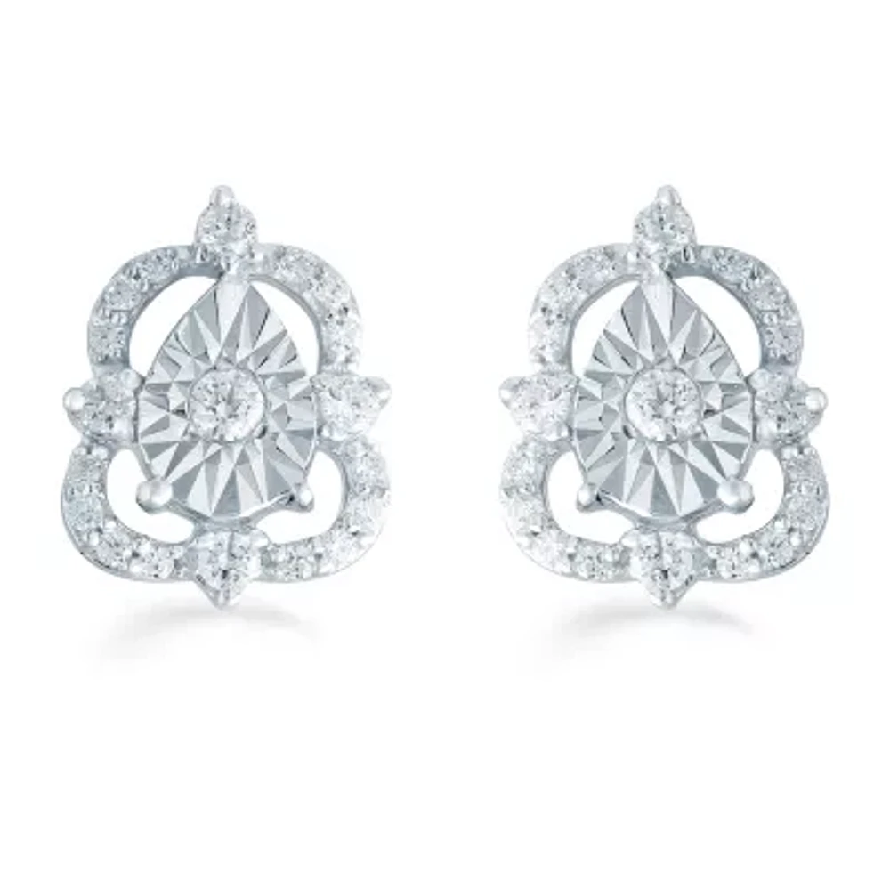 1/5 CT. Natural White Diamond Sterling Silver 9.3mm Stud Earrings