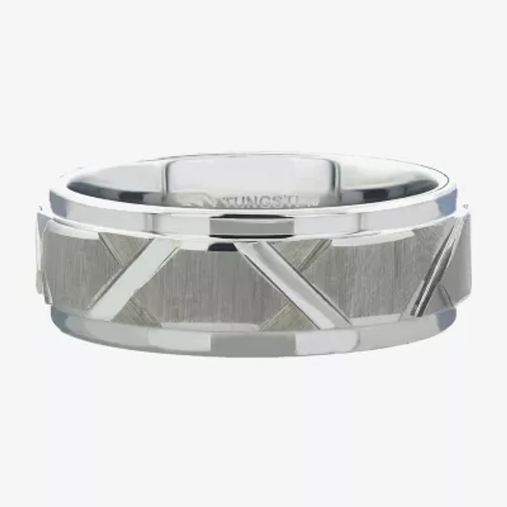 Mens 8MM Genuine Tungsten Wedding Band