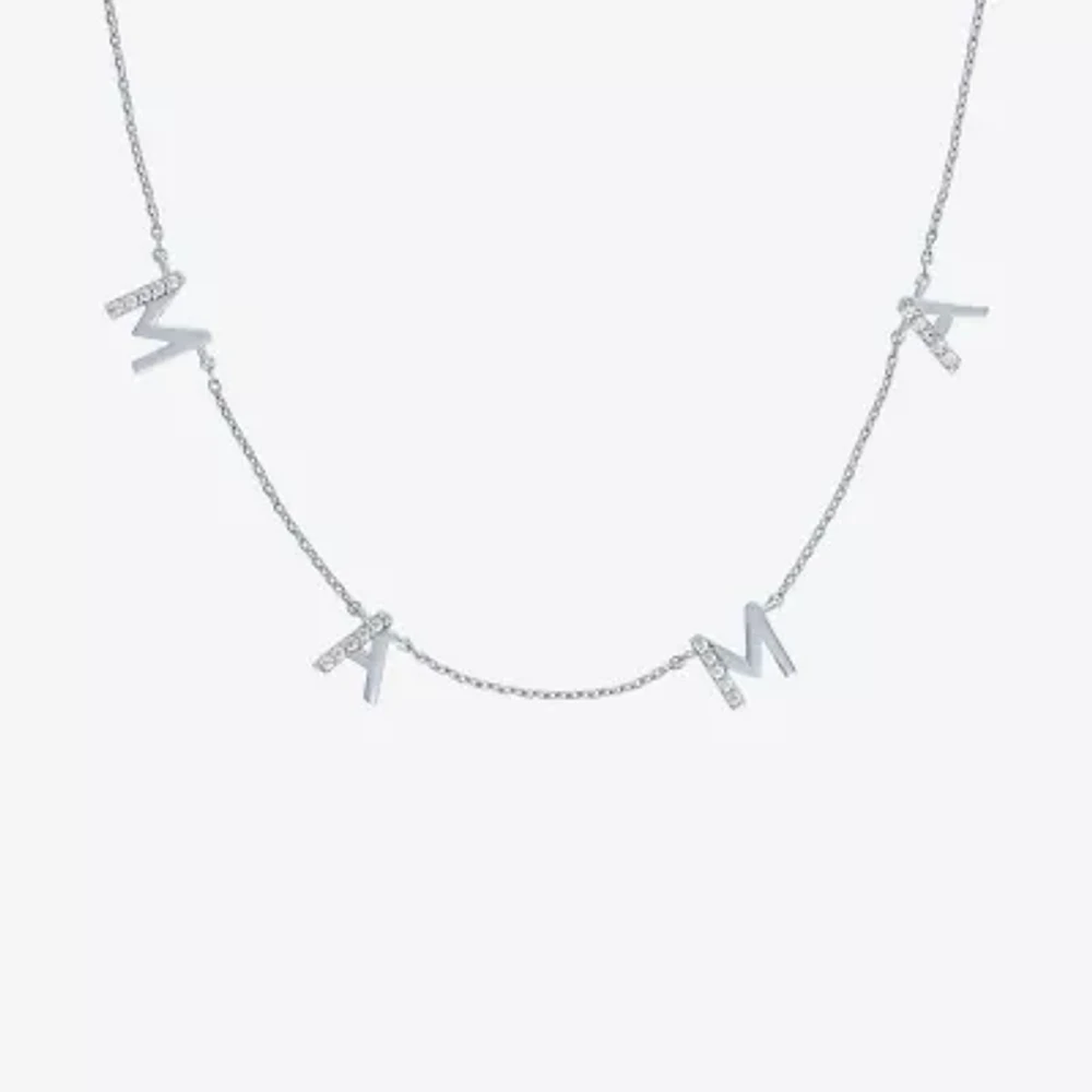 "Mama" (G-H / I1-I2) Womens 1/10 CT. T.W. Lab Grown White Diamond Sterling Silver 18 Inch Pendant Necklace