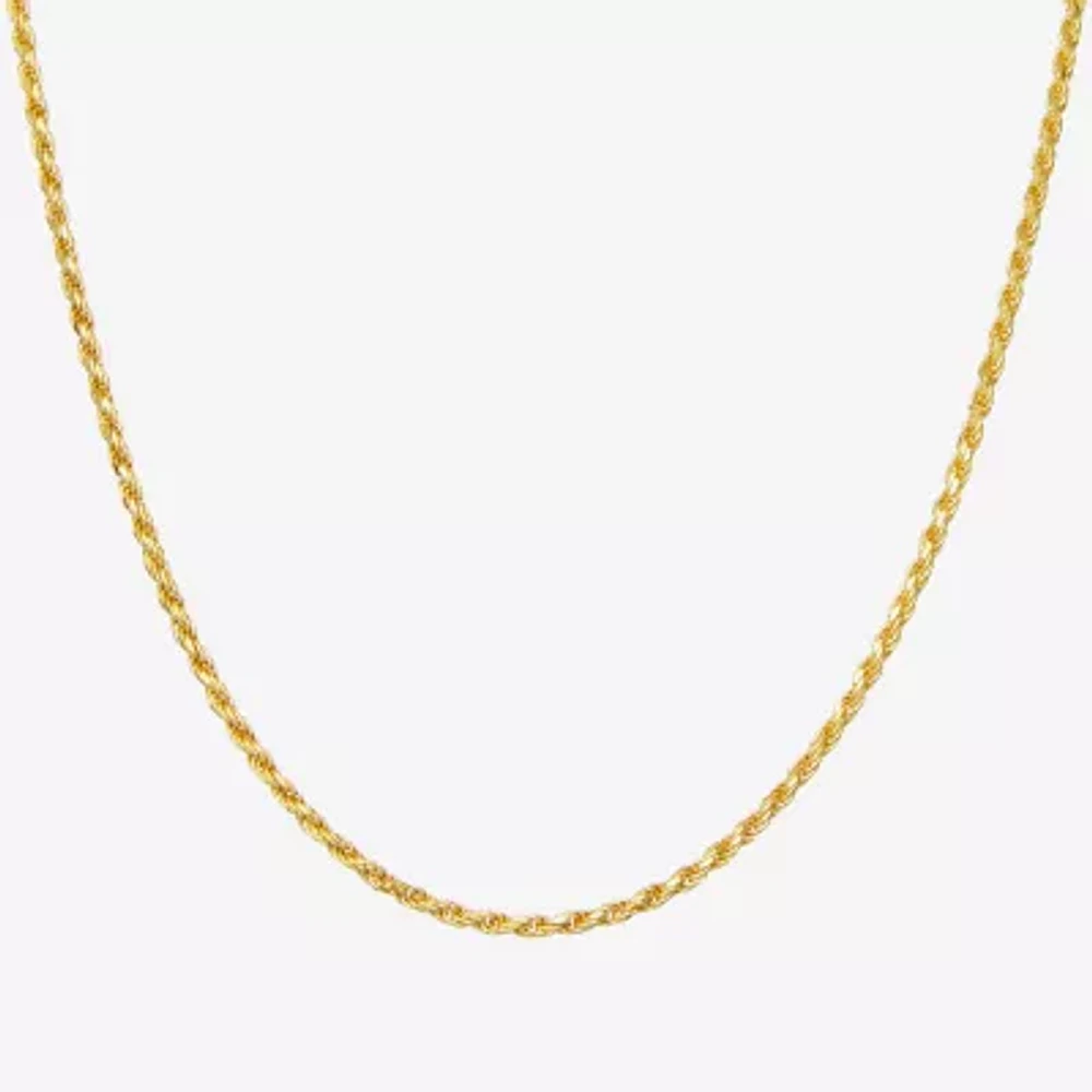 Sterling Silver or Gold Over 18 - 24 Inch Solid Rope Chain Necklace