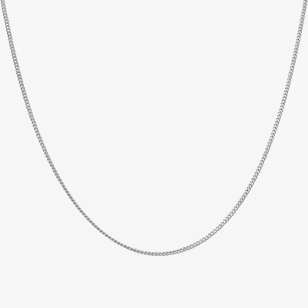 Womens Sterling Silver 18 Inch Curb Chain Necklace