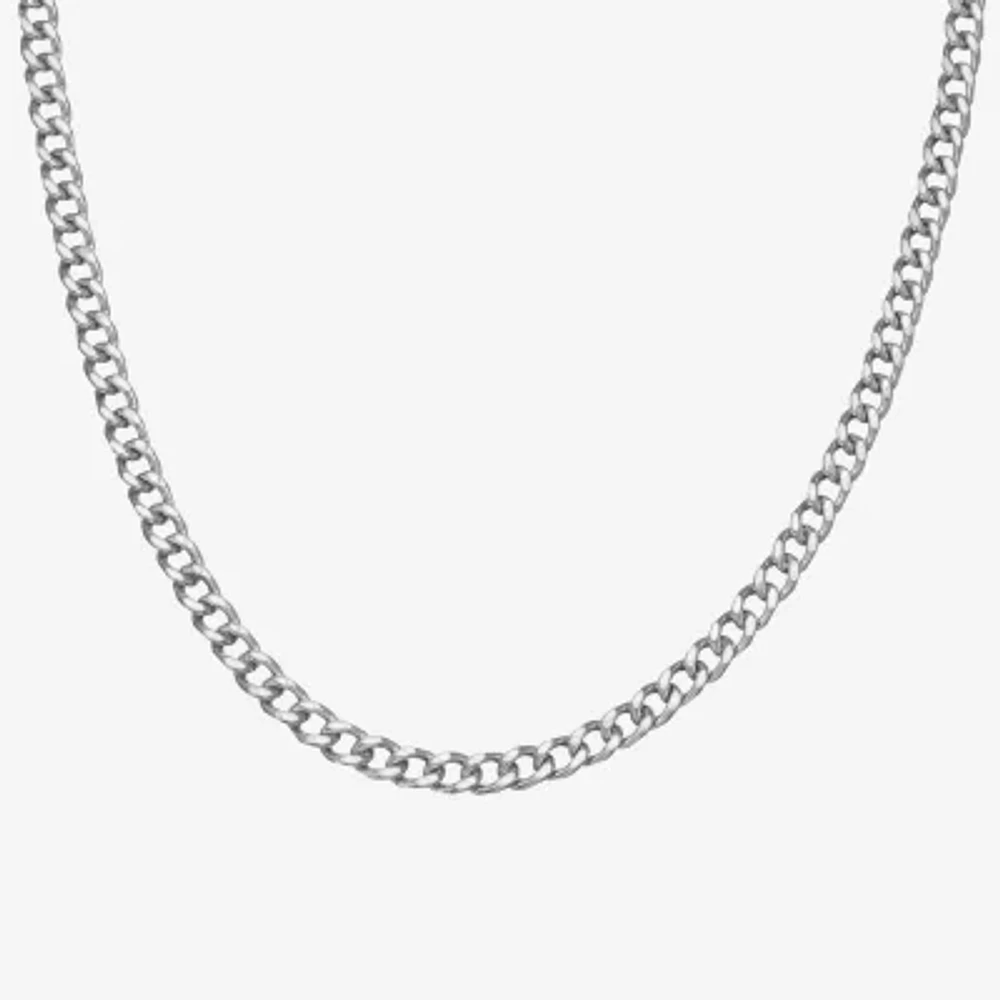 Womens Sterling Silver 18 Inch Cuban Chain Necklace