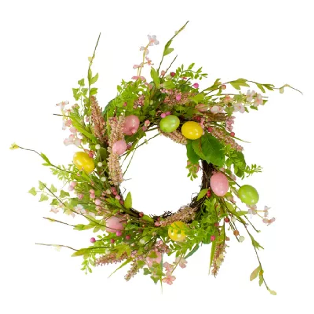Northlight 20in Egg With Berry Floral Wreath