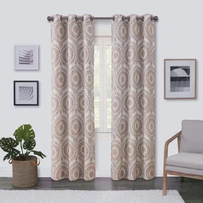 Regal Home Surfaces Medallion Grommet Top Light-Filtering Single Curtain Panel