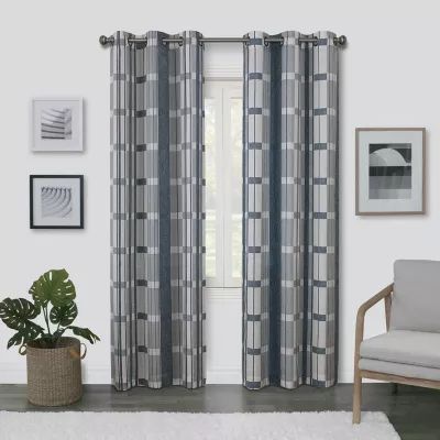 Regal Home Surfaces Plaid Grommet Top Light-Filtering Single Curtain Panel