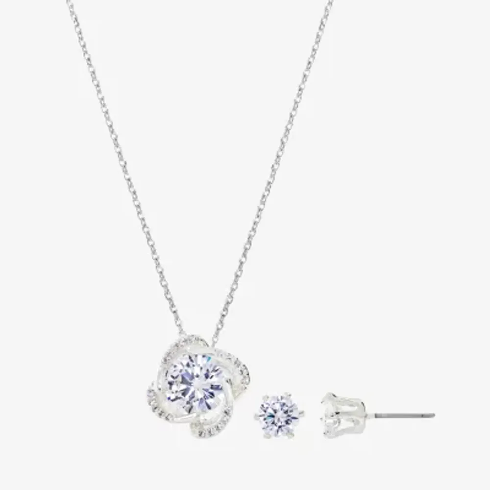 Sparkle Allure Womens Cubic Zirconia Pure Silver Over Brass Knot 2-pc. Jewelry Set