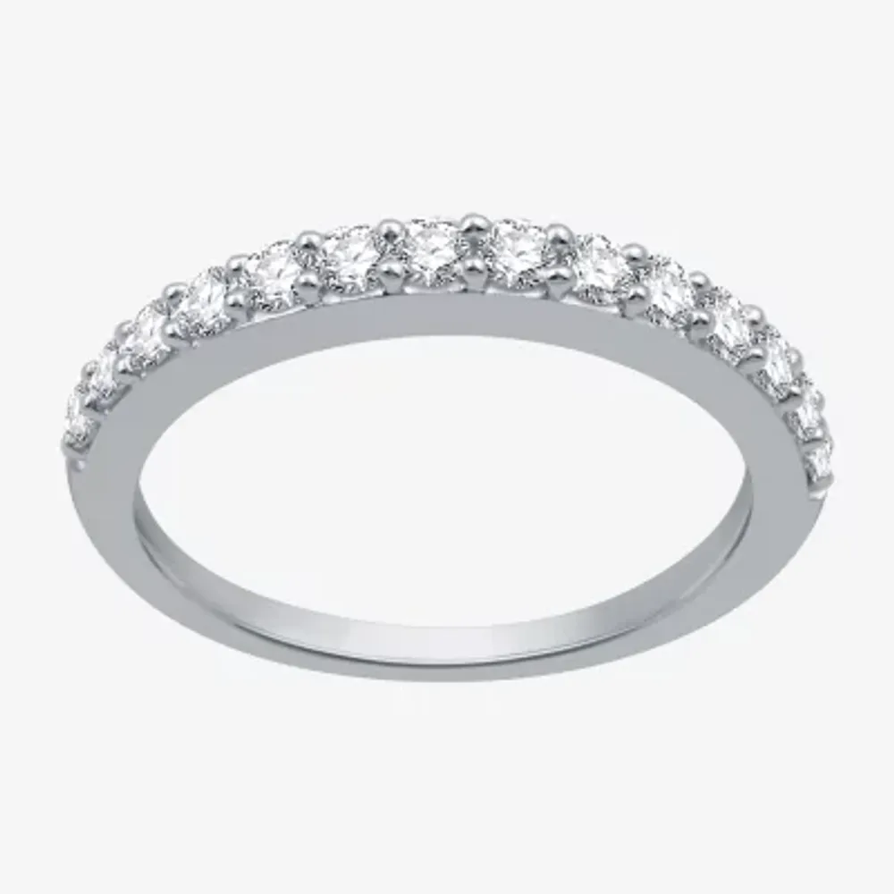 Classic Collection Womens 2MM 1/2 CT. T.W. Natural White Diamond 10K Gold Wedding Band