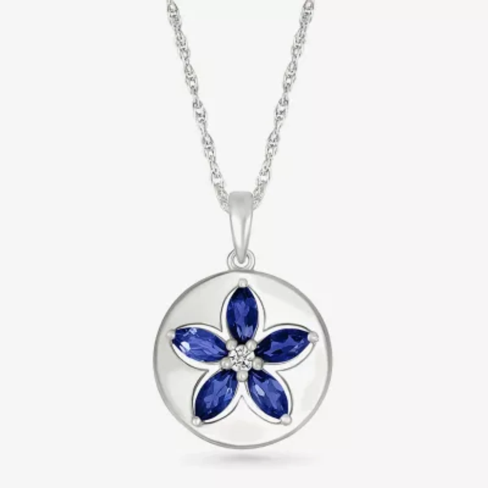 Womens Lab Created Blue Sapphire Sterling Silver 18 Inch Pendant Necklace