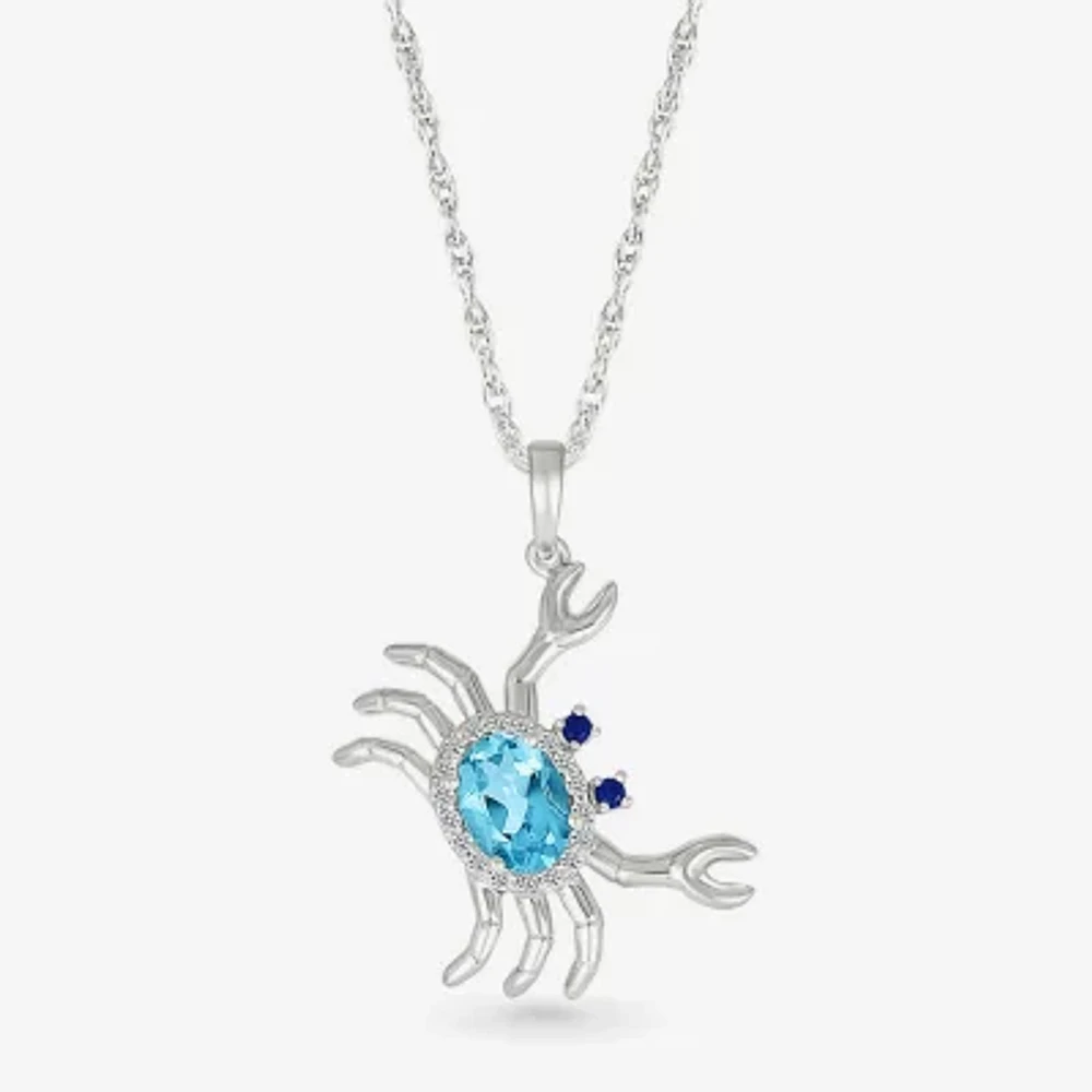 Crab Womens Genuine Blue Topaz Sterling Silver 18 Inch Pendant Necklace