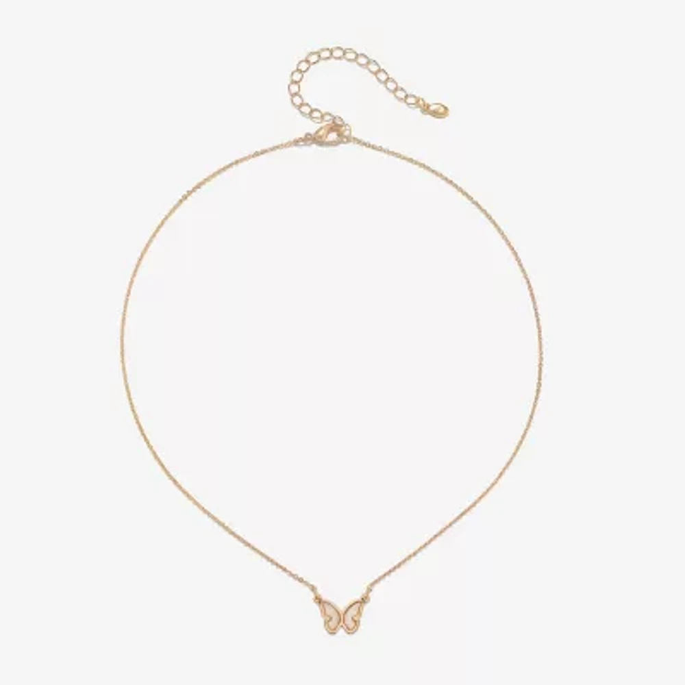Bijoux Bar Delicates Gold Tone Womens Butterfly 16 Inch Pendant Necklace