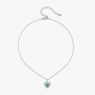 Bijoux Bar Delicates Silver Tone Womens Heart 16 Inch Pendant Necklace