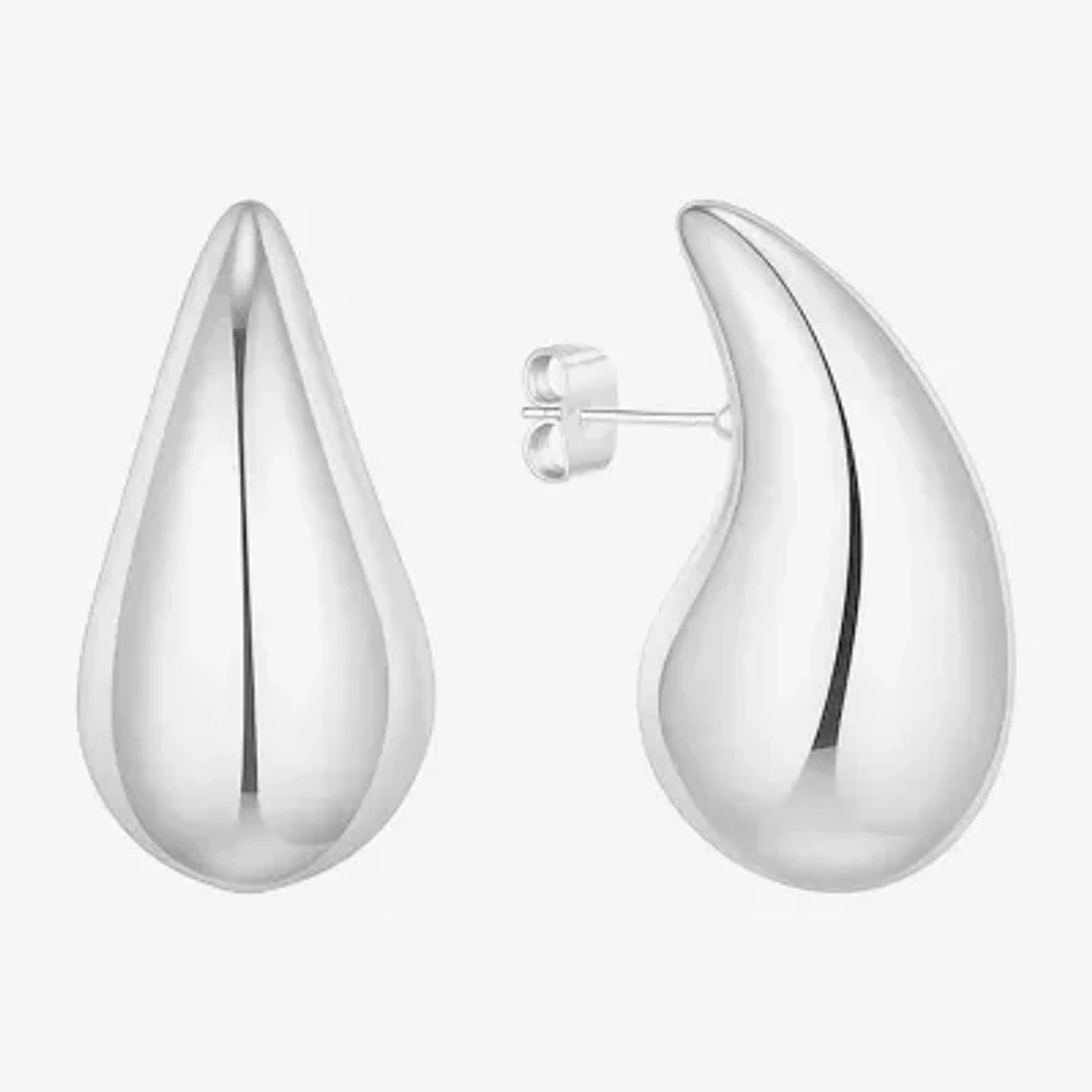 Silver Reflections Womens 22.5mm Hoop Earrings