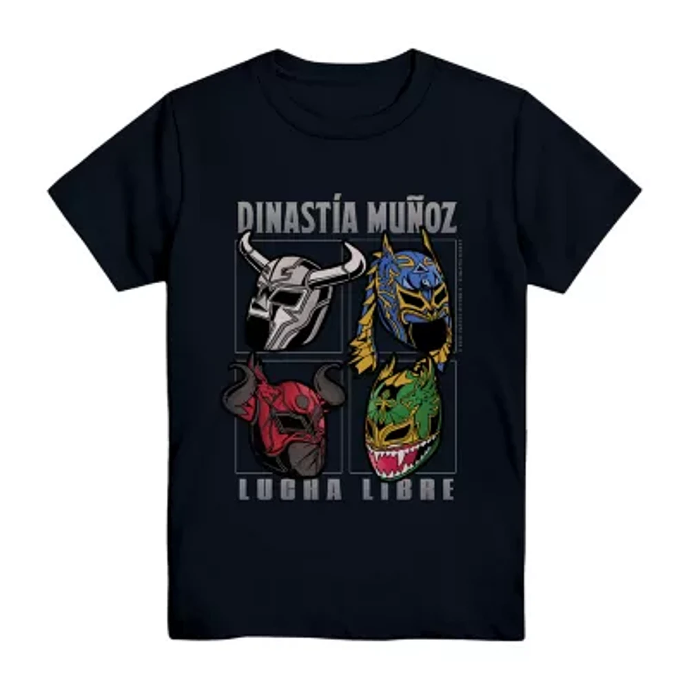 Lucha Libre Little & Big Kid Boys Crew Neck Short Sleeve Regular Fit Graphic T-Shirt