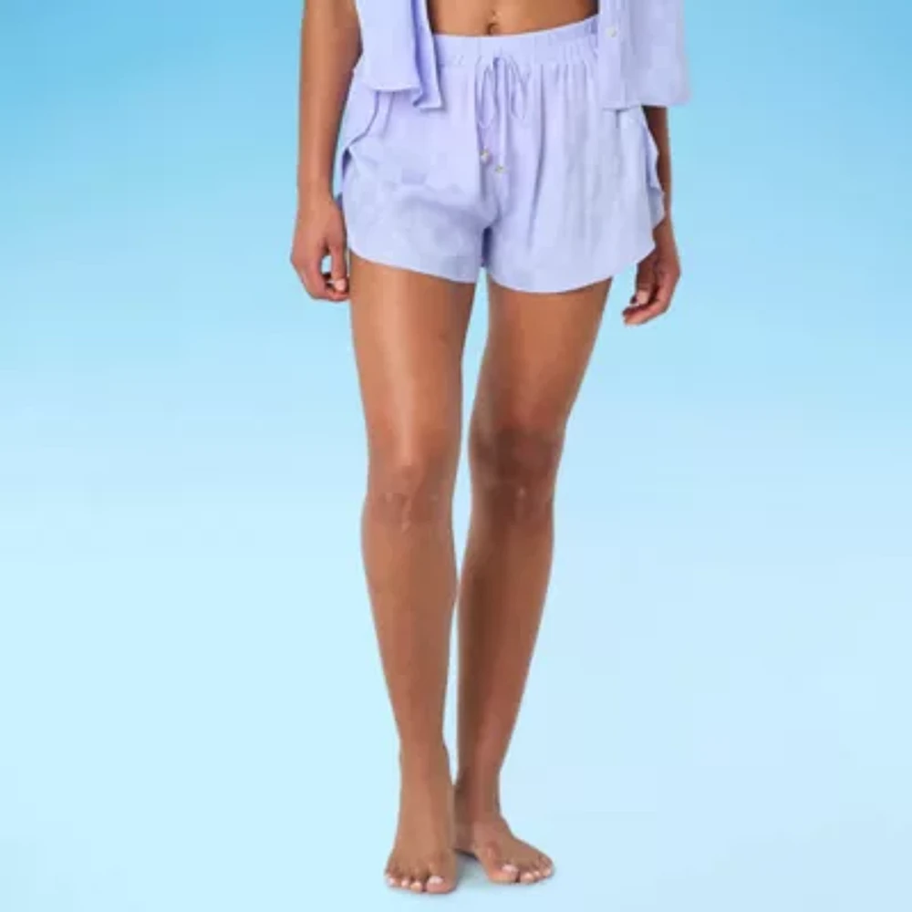 Decree Womens Checked Shorts Swimsuit Cover-Up