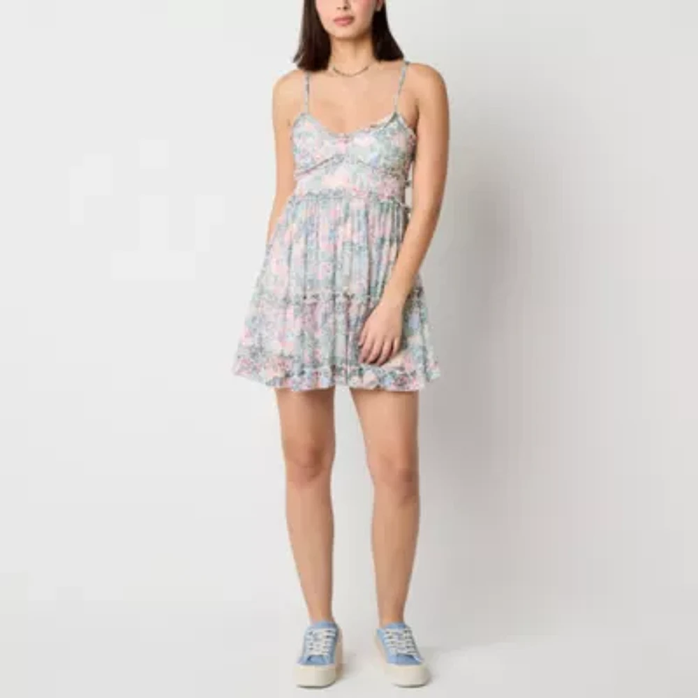 Arizona Womens Sleeveless Geometric Fit + Flare Dress Juniors