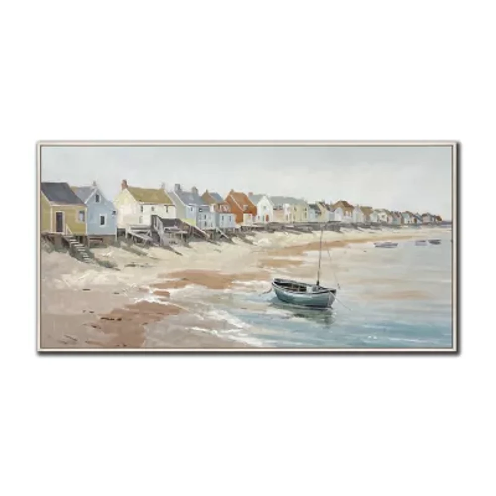 Streamline Art Coastal Village Framed Canvas Art
