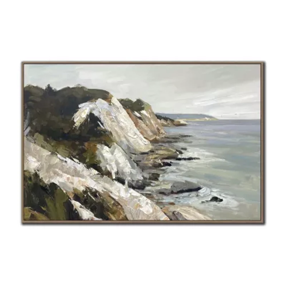 Streamline Art Rocky Coastline Framed Canvas Art