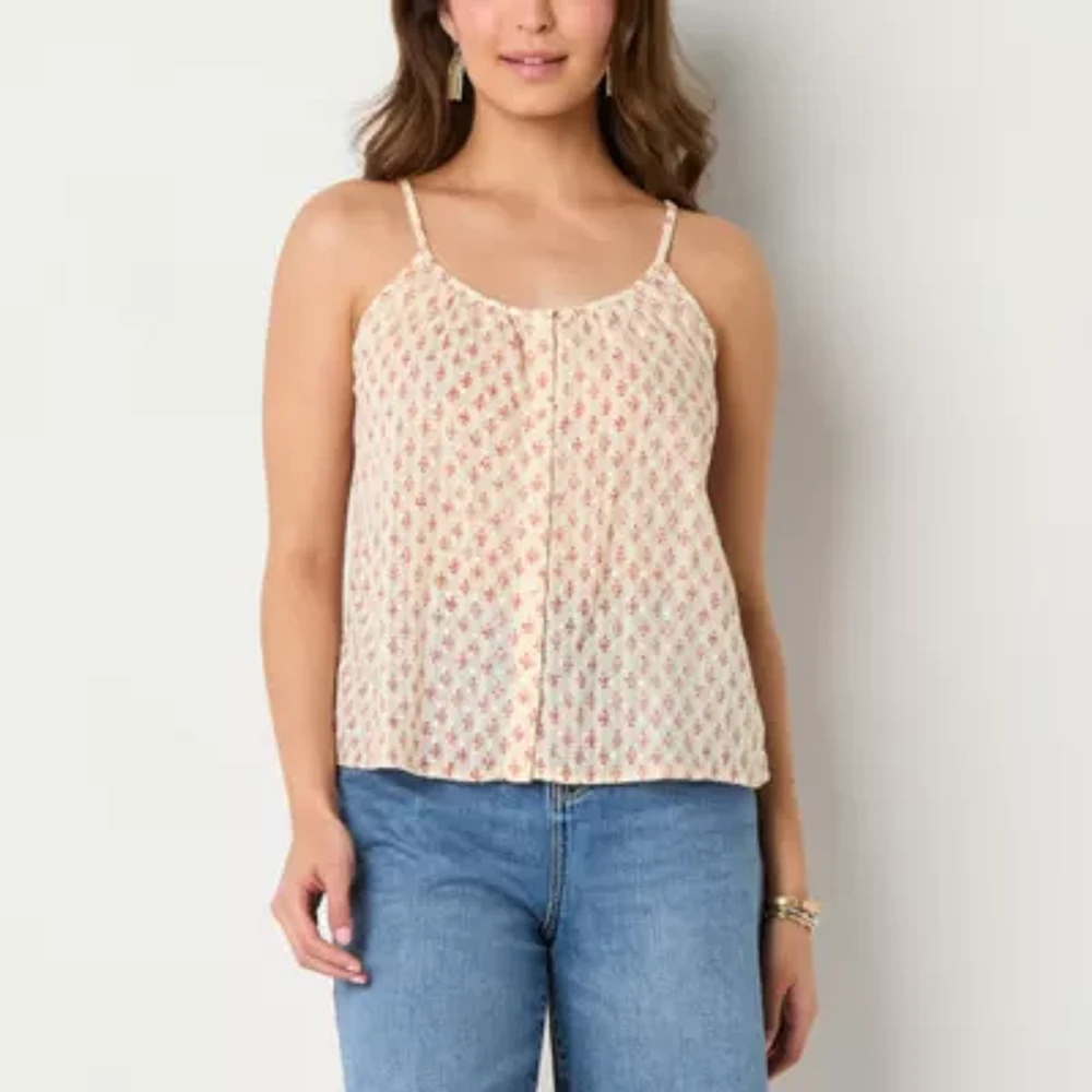 a.n.a Dobby Print Womens Scoop Neck Sleeveless Camisole