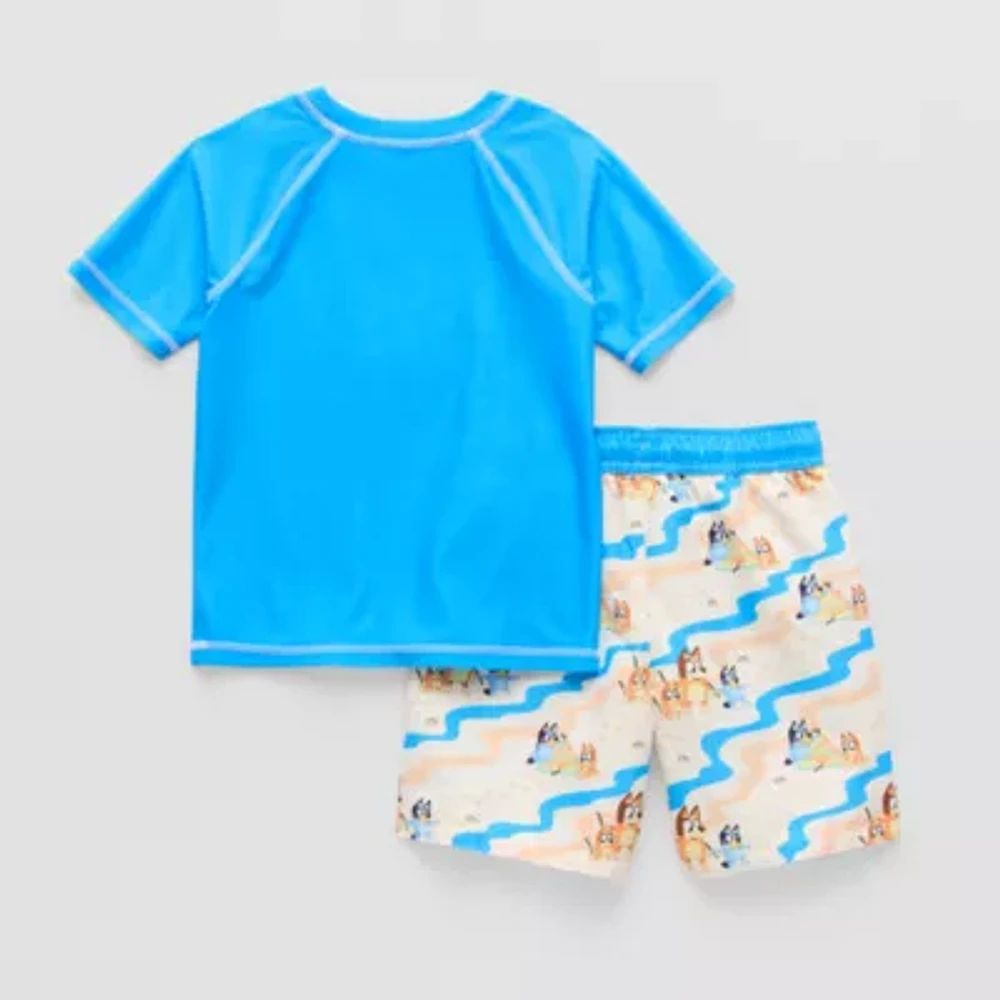Little Boys Bluey 2-pc. Rash Guard Set