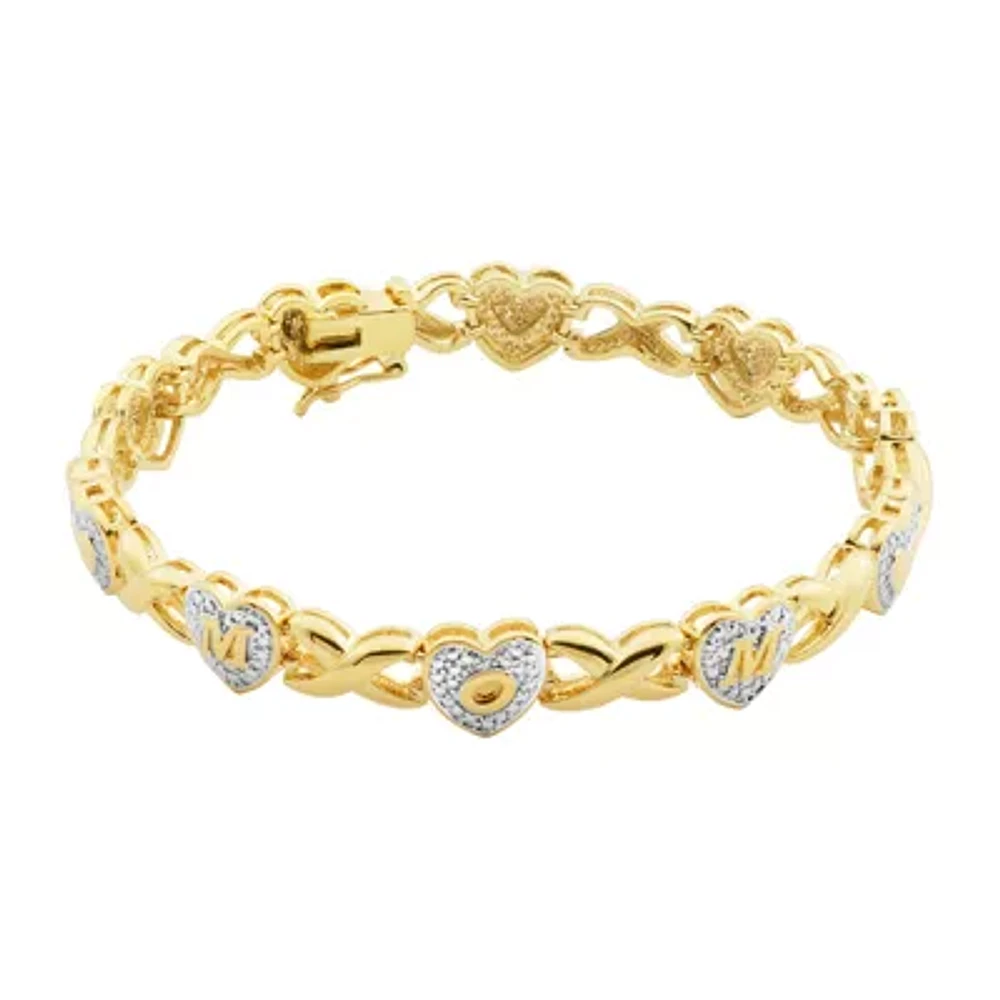 Sparkle Allure Mom Womens Diamond Accent 18K Gold Over Brass Heart 7.25 Inch Tennis Bracelet