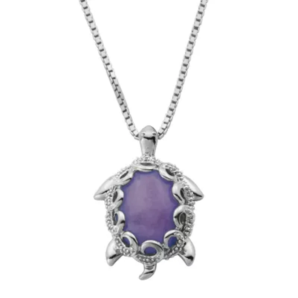 Turtle Womens 1/10 CT. T.W. Genuine Purple Jade Sterling Silver 18 Inch Pendant Necklace