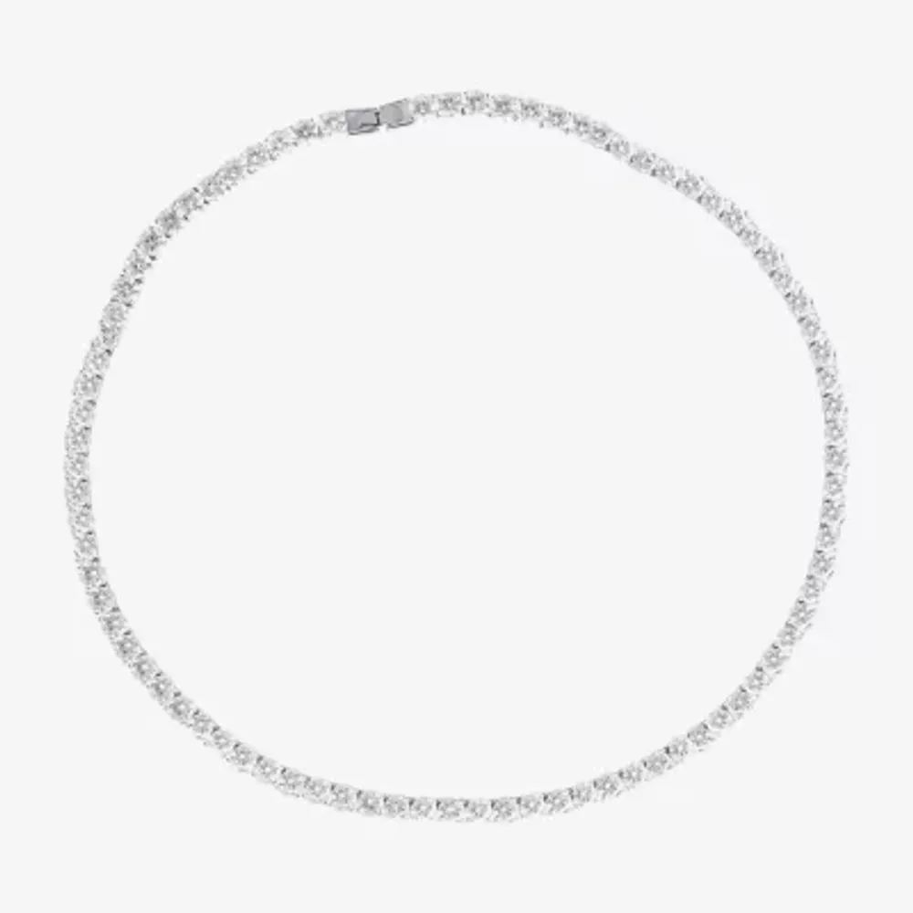 Shaquille O'Neal XLG Mens White Cubic Zirconia Stainless Steel 22 Inch Tennis Necklace