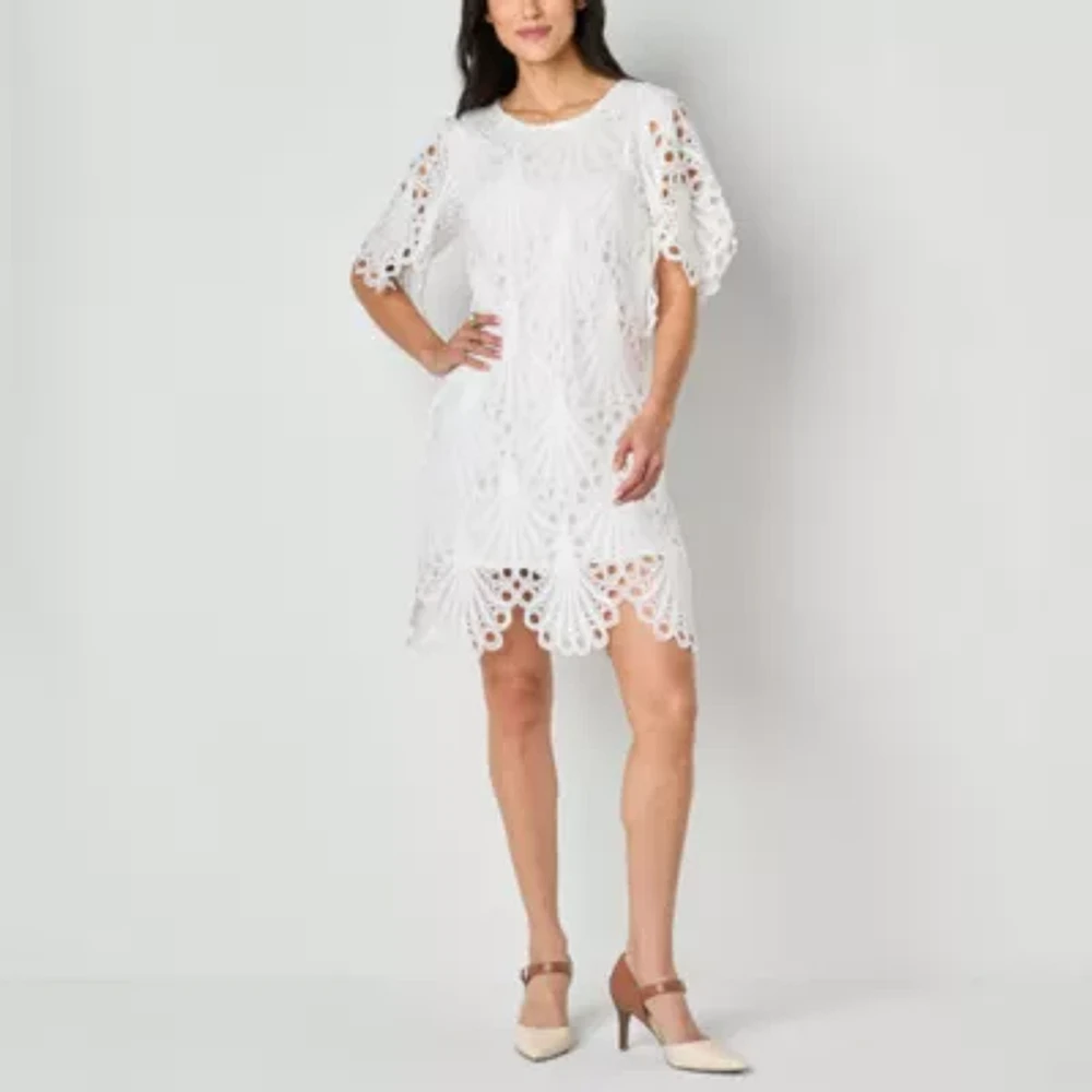 52seven Womens Short Sleeve Petite Shift Dress