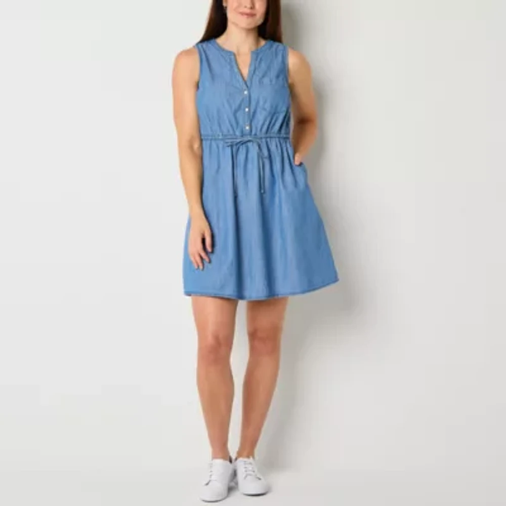 St. John's Bay Womens Sleeveless Shift Dress Tall