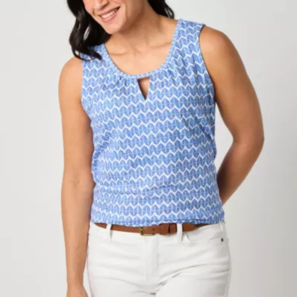 St. John's Bay Womens Keyhole Neck Sleeveless Tall Tank Top