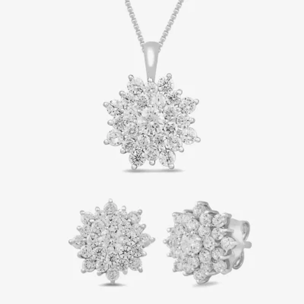 Womens 2 CT. T.W. Lab Grown White Diamond 10K White Gold 2-pc. Jewelry Set