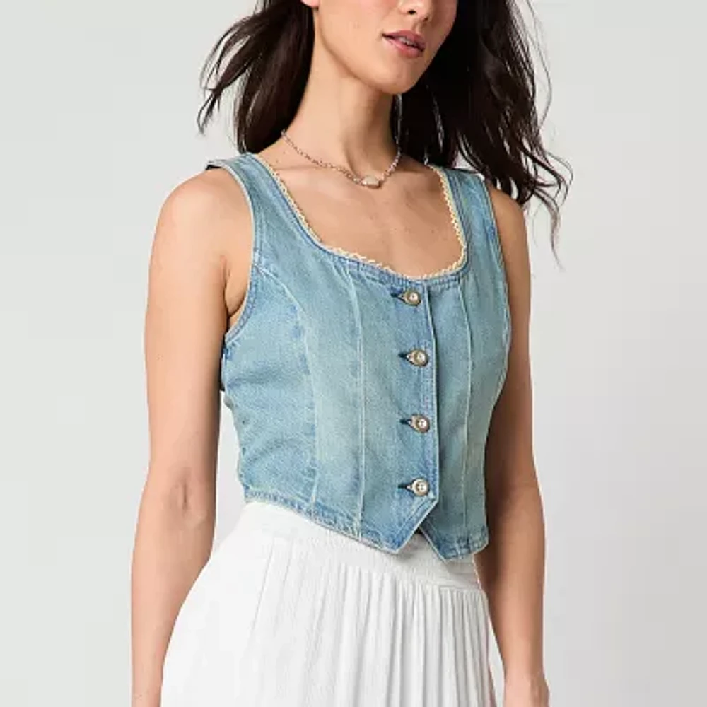 Arizona Womens Scoop Neck Sleeveless Juniors Vest