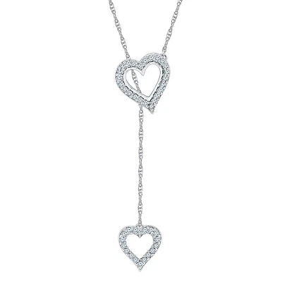 Womens Lab Created White Sapphire Sterling Silver Heart 18 Inch Pendant Necklace