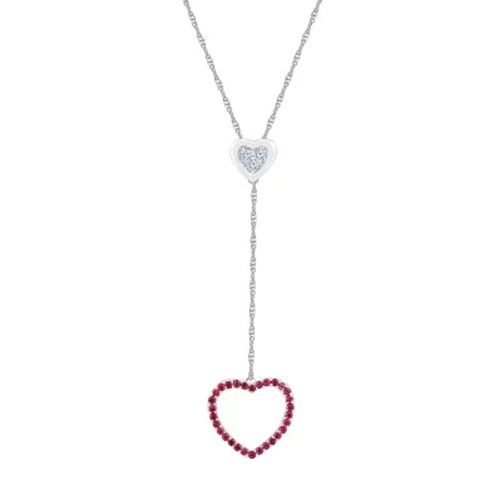 Womens Red Ruby Sterling Silver 18 Inch Y Necklace