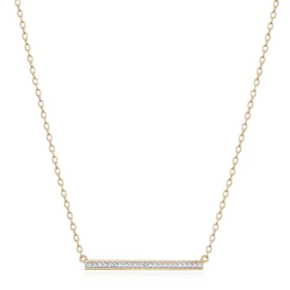 Sparkle Allure Diamond Accent 18K Gold Over Brass 18 Inch Cable Rectangular Pendant Necklace
